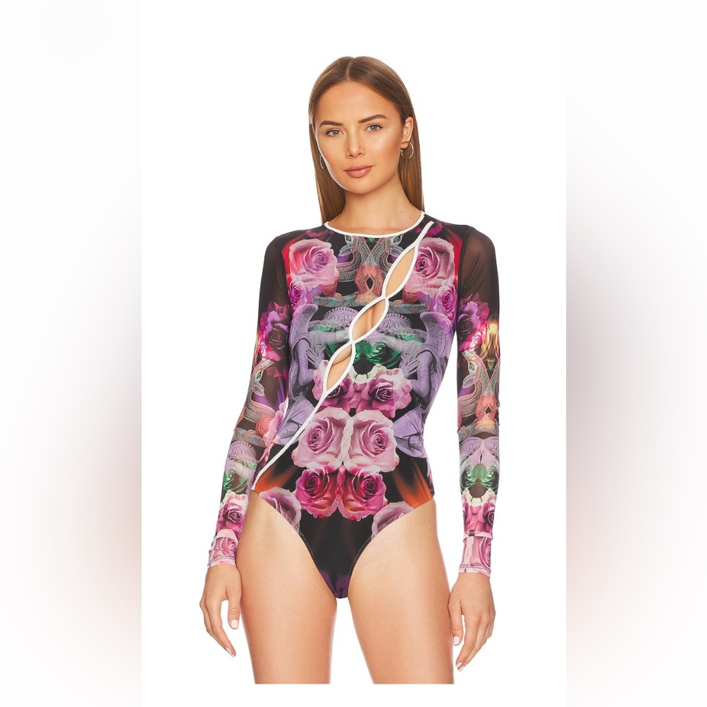AFRM GG Bodysuit in abstract collage
